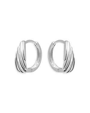 Aqua Ribbed Shield Huggie Hoop Earrings In Sterling Silver - 100% Exclusive