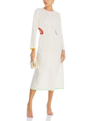 chinese dress ladies Daniella Linen Tie Back Sleeveless Midi Dress in Straw by Dissh main image 0