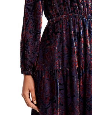 Paisley Burnout Velvet Midi Dress