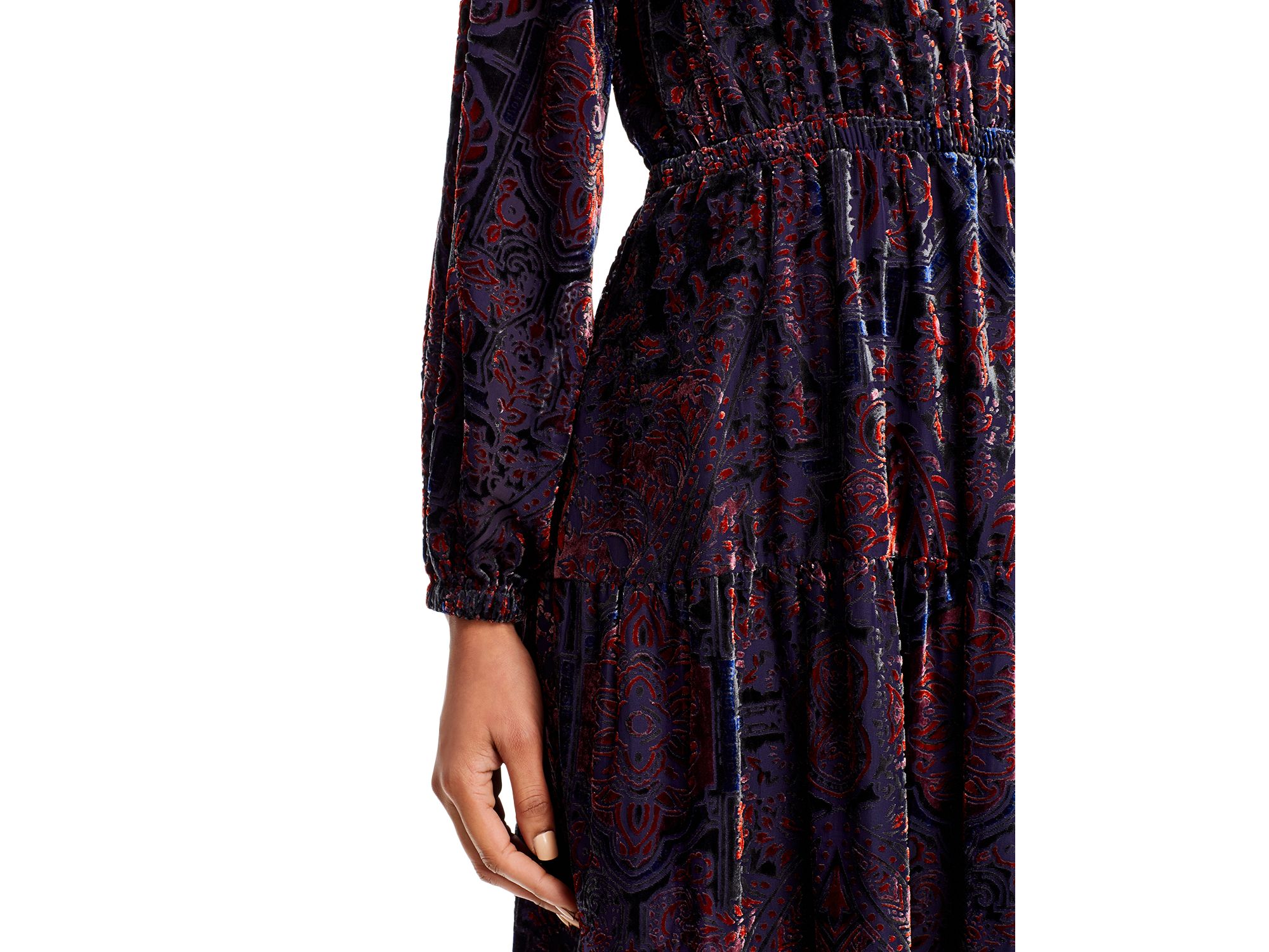 Paisley Burnout Velvet Midi Dress — Image 7