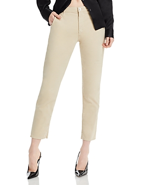 Ag Caden Crop Faux Leather Pants In Cream Froth