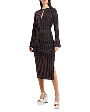 Shop French Connection Paula Keyhole Dress In Blackout