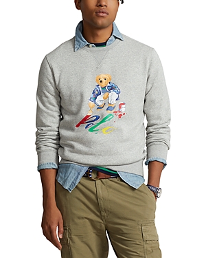 Shop Polo Ralph Lauren Polo Bear Fleece Sweatshirt In Gray