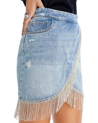 【INCHANT ME】Fringe Denim Mini Skirt Fringe Denim Mini Skirt (2C) - INCHANT ME