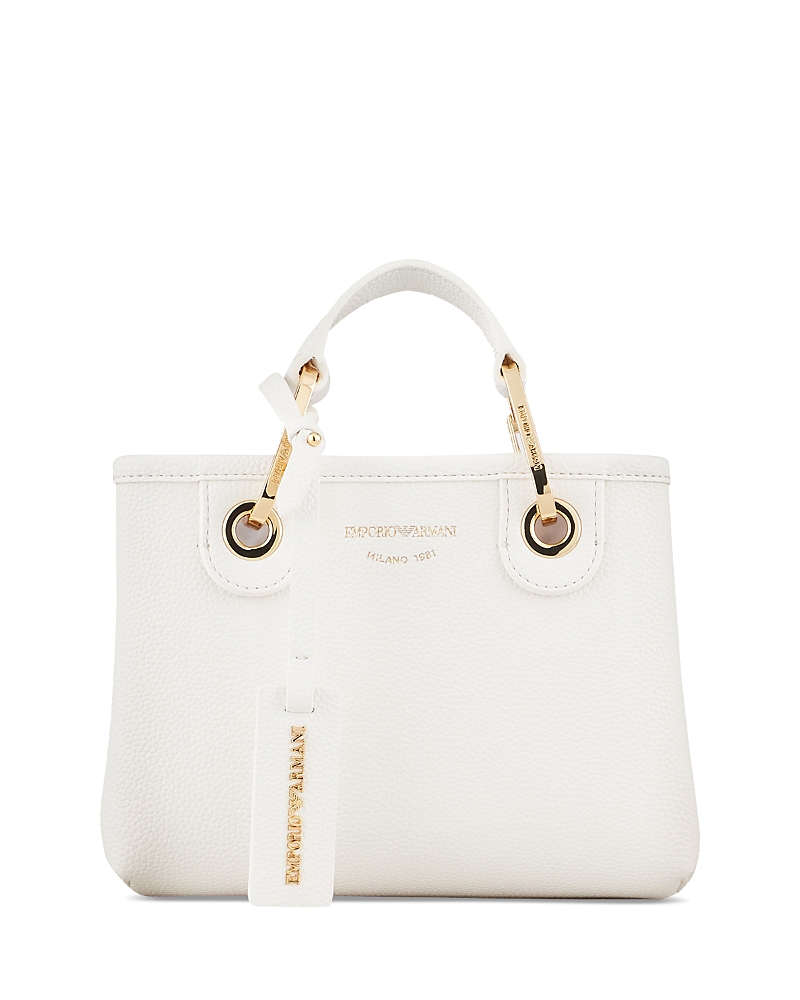 Emporio Armani Myea Mini Black Shopper Tote Bag In Satin