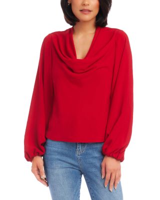 Cowl Neck Top In Red