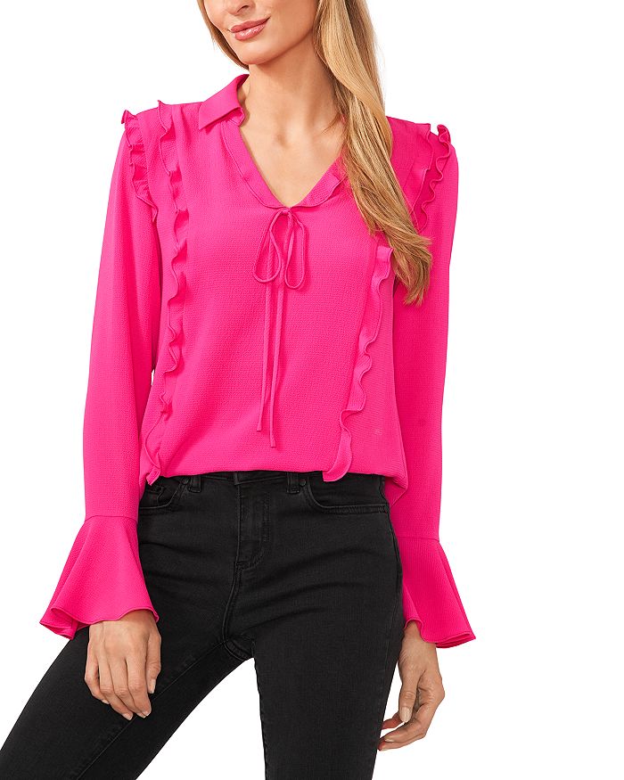 cece ruffled tie neck blouse