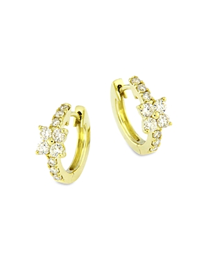 Bloomingdale's Diamond Flower Huggie Hoop Earrings In 14k Gold, 0.42 Ct. T.w.