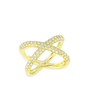 Bloomingdale's Pave Diamond Crossover Ring in 14K Yellow Gold