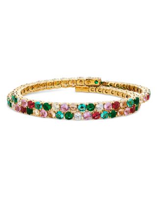 Nadri Bubbly Mixed Stone Coil Bracelet in 18K Gold Plated - Exclusive