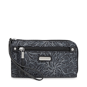 Shop Baggallini Zip Around Wallet In Midnight Blossom Print