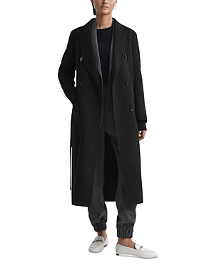 Shop Reiss Arla Belted Double Breasted Coat In Black