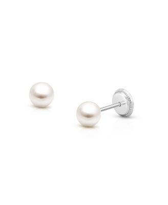 Girls' 14K Gold 4mm Cultured-Pearl Studs Screw Back Earrings - Baby, Little Kid, Big Kid