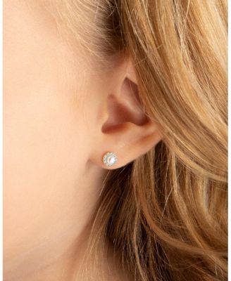 Girls' 14K Gold Cultured Pearl Halo Studs Screw Back Earrings - Baby, Little Kid, Big Kid
