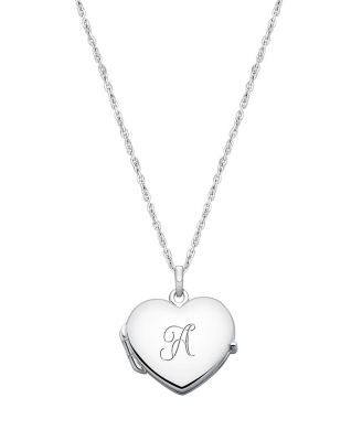 Tiny Blessings - Girls' Sterling Silver Heart Locket & Engraved Initial 14-16" Necklace - Little Kid, Big Kid