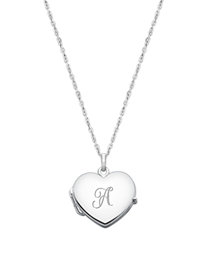 Tiny Blessings Girls' Sterling Silver Heart Locket & Engraved Initial 14-16 Necklace - Baby, Little Kid, Big Kid In Silver - A