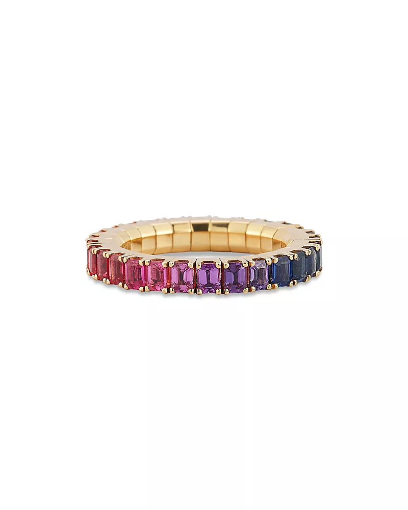 Extensible Rainbow Sapphire Stretch Eternity Ring