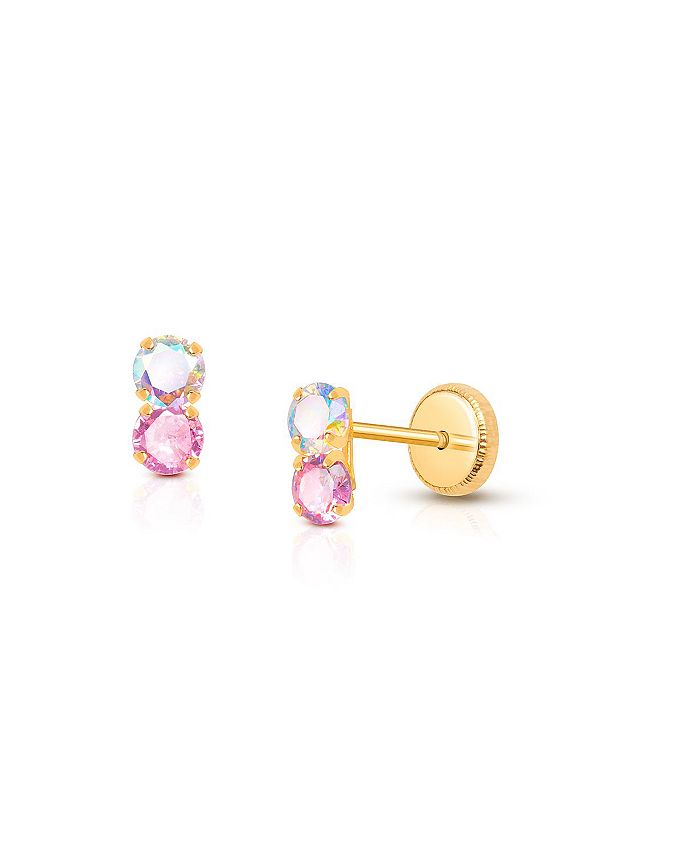 Tiny Blessings Girls 14K Gold Shimmer Drop Studs Screw Back