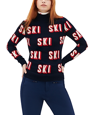 Shop Perfect Moment 3d Ski Sweater In Ski Print Navy