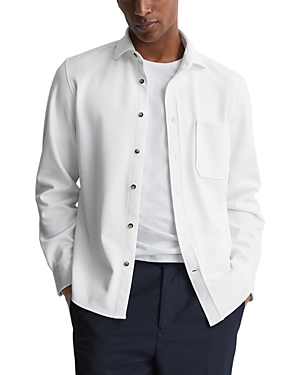 Reiss Moritz Long Sleeve Button Front Textured Shirt In White