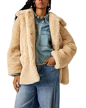 FREE PEOPLE PRETTY PERFECT FAUX FUR PEACOAT