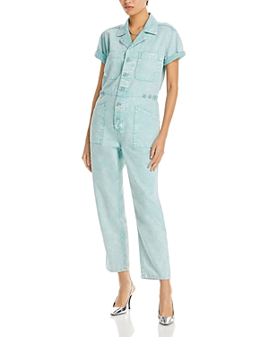 Pistola Grover Cotton Jumpsuit In Aqua Snow