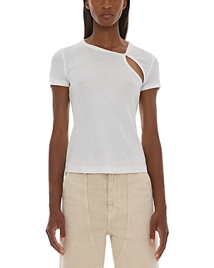 Shop Helmut Lang Ribbed Knit Cutout Tee In White