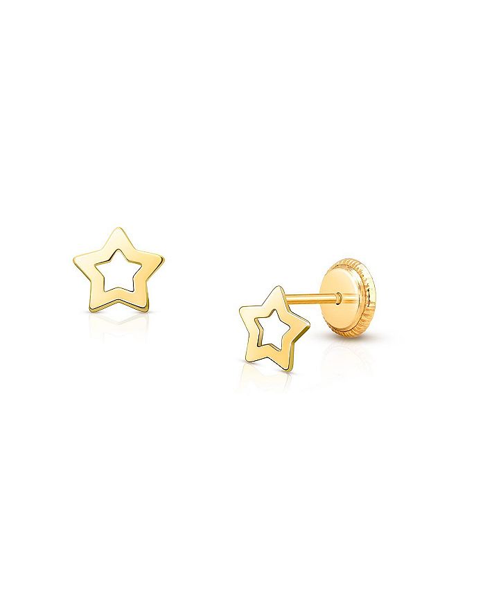 Tiny Blessings Girls' 14K Gold Wish Upon A Star Studs Screw Back Earrings - Baby, Little Kid, Big Kid - Gold - K Yellow Gold