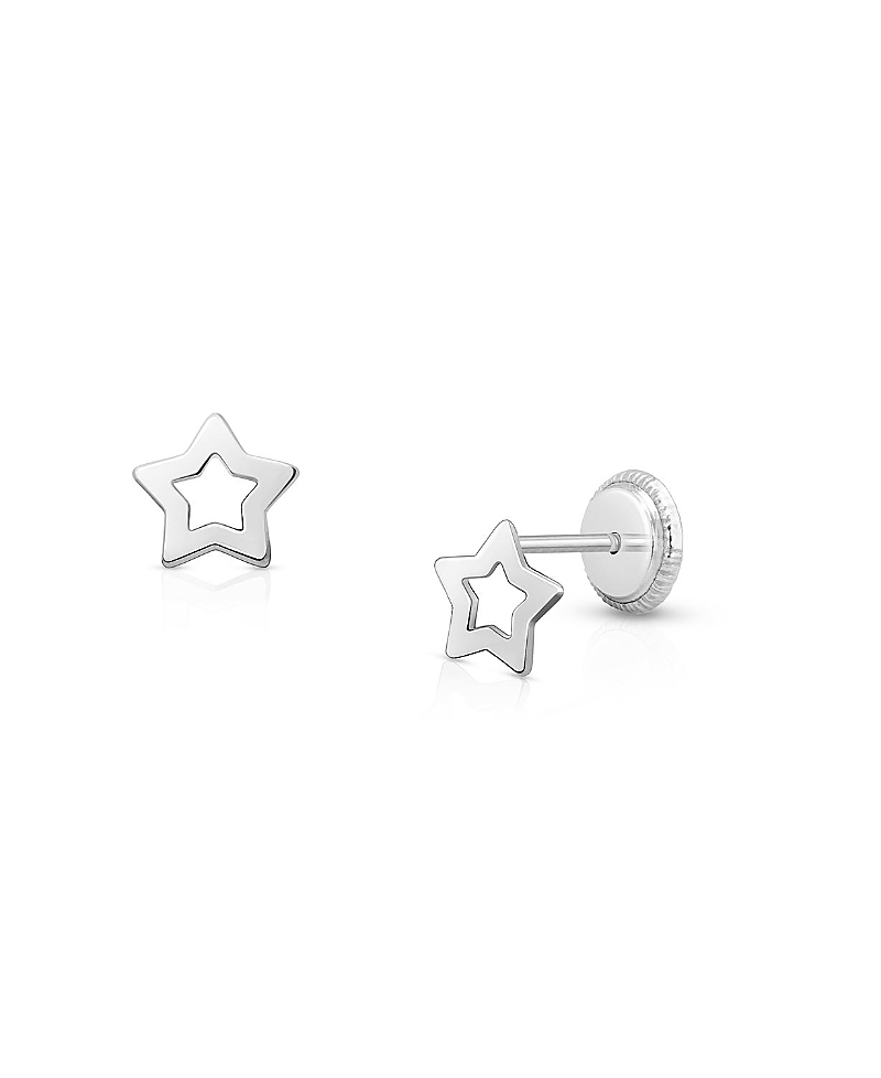 Shop Tiny Blessings Girls' 14k Gold Wish Upon A Star Studs Screw Back Earrings - Baby, Little Kid, Big Kid In K White Gold