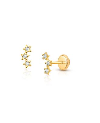 Tiny Blessings - Girls' 14K Gold Lucky Stars Studs Screw Back Earrings - Baby, Little Kid, Big Kid