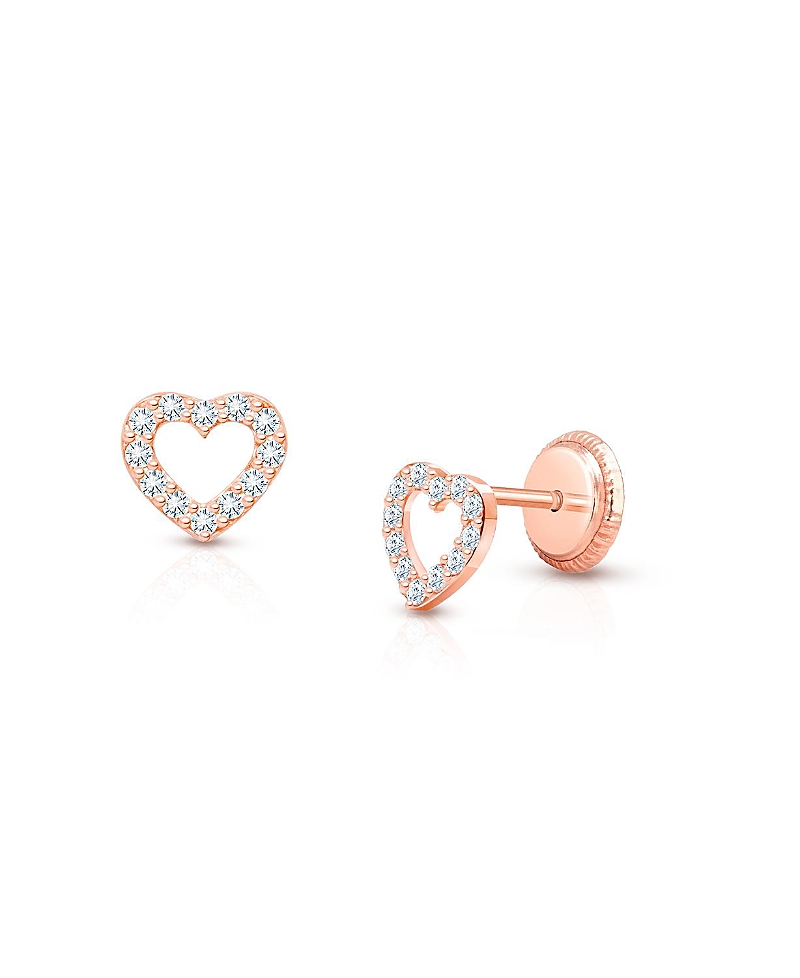 Shop Tiny Blessings Children's 14k Gold Love Of Mine Studs Girls' Screw Back Earrings In K Rose Gold