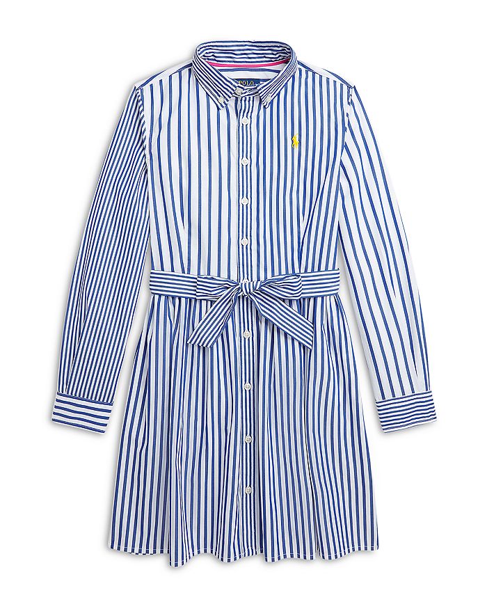 Ralph Lauren Girls Poplin Shirt Dress in Blue