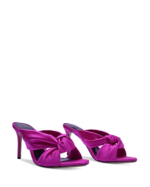 Shop Alexandre Birman Kacey 85 Satin Mule Sandals In Neon Pink Satin