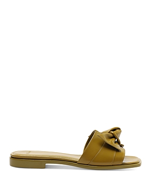 Alexandre Birman Maxi Clarita Square Flat Mule Sandals In Bamboo