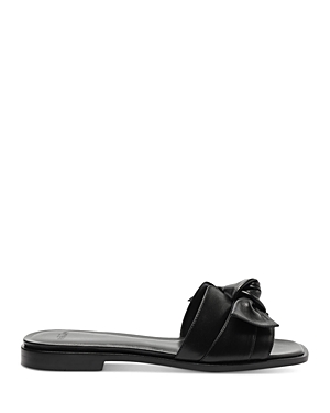 Alexandre Birman Maxi Clarita Leather Knot Flat Sandals In Black