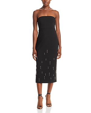 Likely Benny Strapless Beaded Midi Dress In Black
