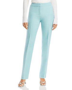 Lafayette 148 Barrow Straight-leg Wool-silk Pants In Sea Grass