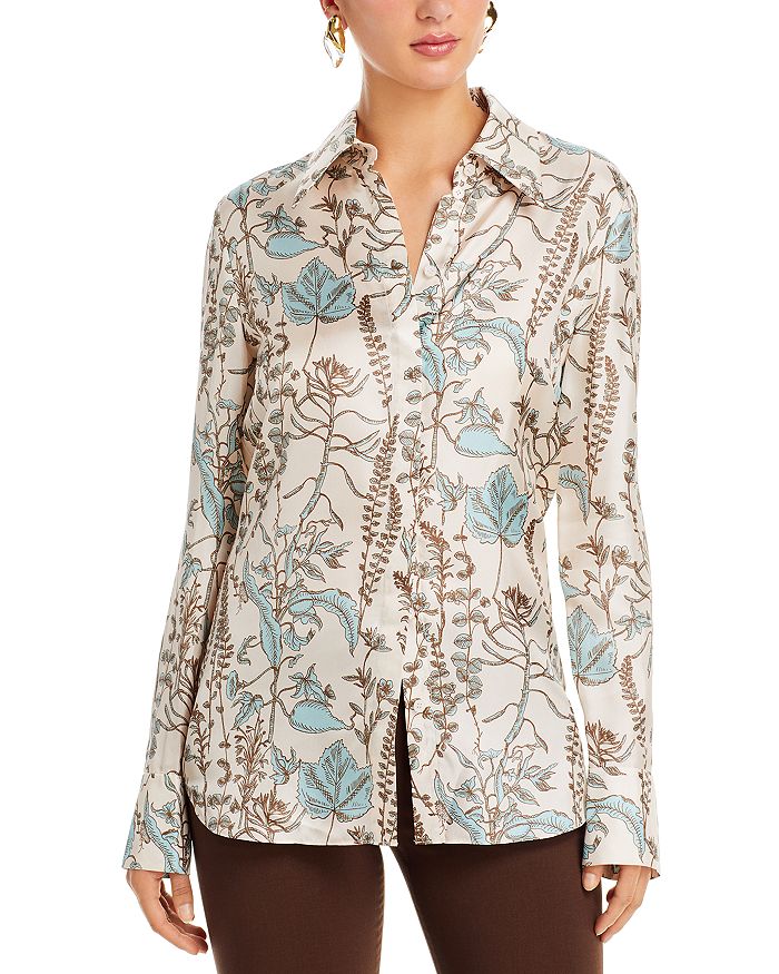 Lafayette 148 New York Silk Floral Point Collar Blouse | Bloomingdale's