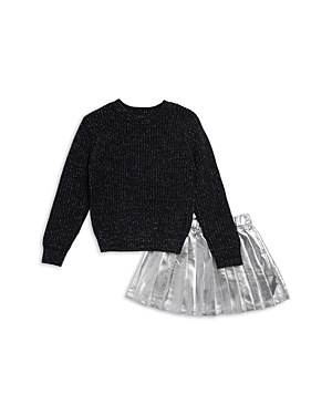 Splendid Girls' Glitter Sweater & Metallic Pleated Skirt Set - Little Kid