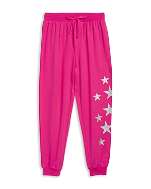 Splendid Girls' Supersoft Glitter Stars Sweatpants - Big Kid In Hot Pink