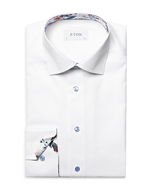 Eton Contrast Accented Slim Fit Shirt In White