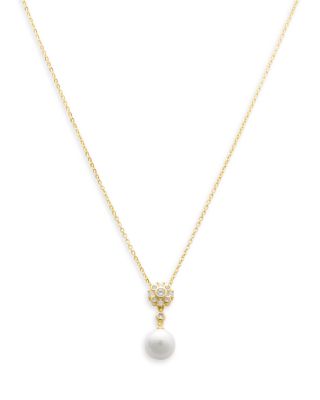 AQUA - Flower Imitation Pearl Necklace, 16-18" - Exclusive