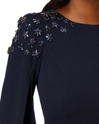 Beaded Cape Sleeve Gown