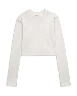 Shop Dl1961 Girls' Long Sleeve Cropped Tee - Big Kid In White