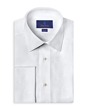 Shop David Donahue Trim Fit Paisley Formal Dress Shirt In White