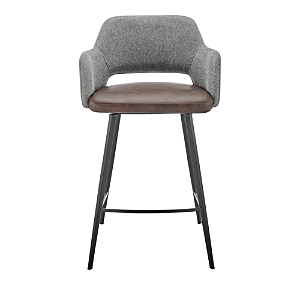 Euro Style Desi Swivel Counter Stool With Black Base In Light Brown