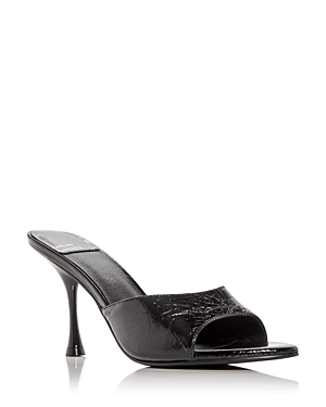Shop Jeffrey Campbell Women's Agent High Heel Slide Sandals In Black Crinkle