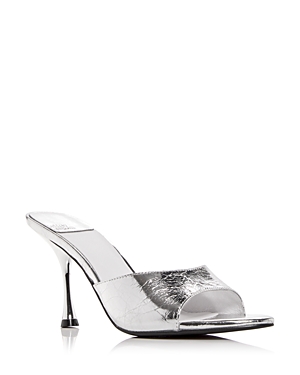 Shop Jeffrey Campbell Women's Agent High Heel Slide Sandals In Silver Mettalic