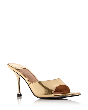Shop Jeffrey Campbell Women's Agent High Heel Slide Sandals In Gold Metallic