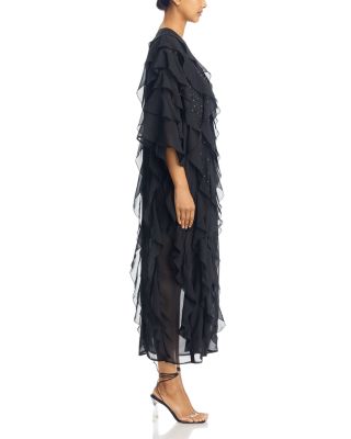 Tiered Ruffle Woven Chiffon Maxi Dress